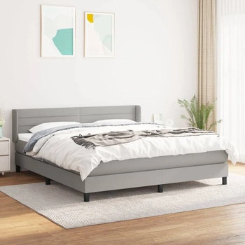 vidaXL Боксспринг легло с матрак, светлосиво, 160x200 см, плат (3129801)