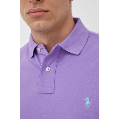 Ralph Lauren Памучна тениска с яка Polo Ralph Lauren в лилаво с изчистен дизайн 710782592 (710782592)