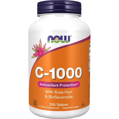 NOW Vitamin C-1000 Rose Hips & Bioflavonoids, 250 Tablets