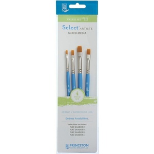 Princeton Artist Brush Selectartiste Multi-Technique Комплект плоски четки 4 бр (P3750SET111)