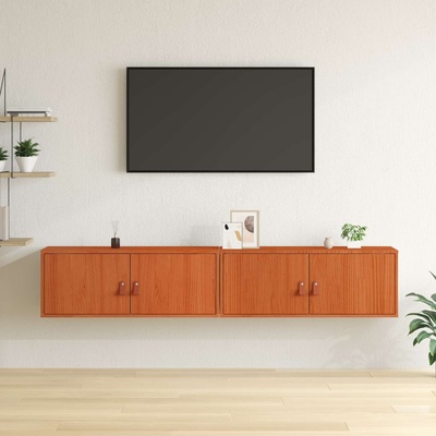 vidaXL Стенен шкаф 2 pcs Кафяво с восъчно покритие 80 x 30 x 30 см (869949)