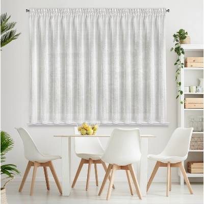 Takoy Hotová záclona SIBEL se stříbrným potiskem drobných čtverečků 300 x 150 cm-HF-389801 | 300 x 150 cm