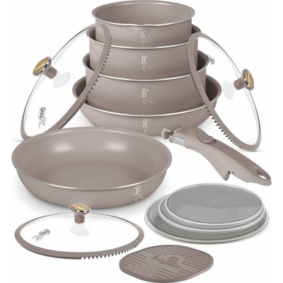 BERLINGERHAUS Sada nádobí s titanovým povrchem 13 kusů Taupe Nordic Collection BH-8422
