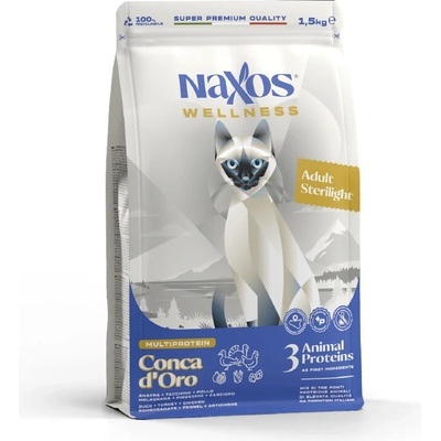 NAXOS CAT STERILIZED na báze kačacieho, kuracieho a morčacieho mäsa 1,5 kg