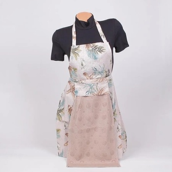 Готварска престилка с палмови листа в цвят лате с кърпа