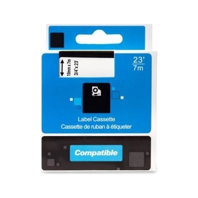 Kompatibilní páska s DYMO 45800 S0720820,19mm 7m cerný tisk/pruhl. podklad D1 (PLTD19, 45800)