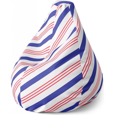 Sablio Sedací vak Pear Modročervené pruhy Sablio 70 x 95 x 15 cm