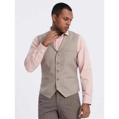 Ombre Clothing Бежова мъжка жилетка за костюм с яка Ombre Clothing Ombre Clothing | Bezhov | МЪЖЕ | S