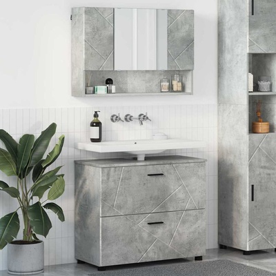 vidaXL Комплект мебели за баня 2 бр. Циментено сиво 76, 5 x 35 x 64 см (3393016)
