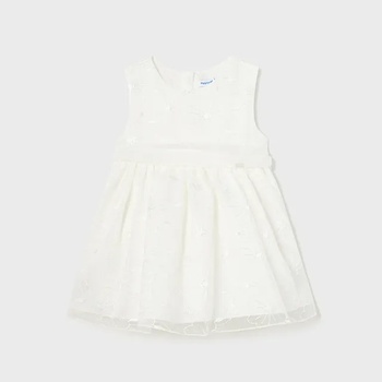 Image 1 of Mayoral Рокля органза с бродирани цветя в бяло за бебе момиче Майорал