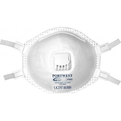 Portwest P303 Časticový respirátor FFP3 s výdychovým ventilom biela UNI