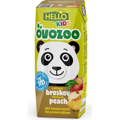 HELLO Ovozoo broskyňa zero 250 ml x 18 kusov