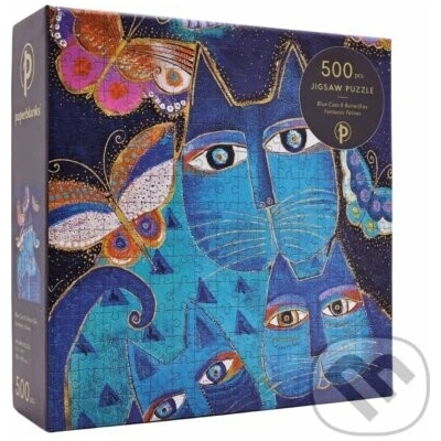 Paperblanks Blue Cats & Butterflies Fantastic Felines Jigsaw Puzzles 500 dílků