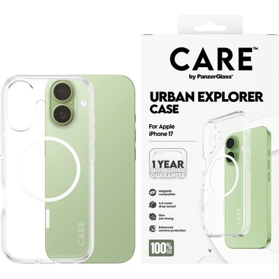 Panzer Гръб Care by PanzerGlass за iPhone 17, MagSafe, Flagship Case Transparent Urban Explorer w. White