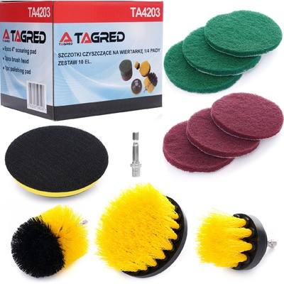 Tagred Tagred Čistiace kefy, pady na vŕtačku, akumulátorovú vŕtačku 1/4, sada 10 ks