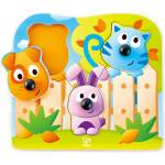 Hape Бебешки дървен пъзел, Hape, Животни, 4 части (H1309)