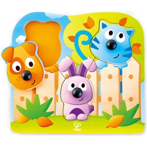 Hape Бебешки дървен пъзел, Hape, Животни, 4 части (H1309)