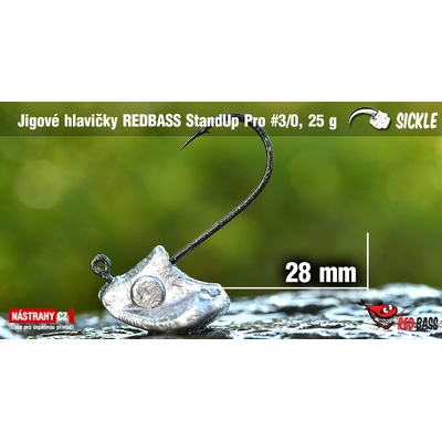 REDBASS Neváznoucí jigová hlava StandUp Pro Sickle vel.3 28 - 33mm 25g 5 ks