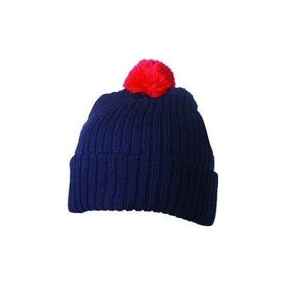 Myrtle Beach MB7540 pletená čepice s bambulí mtavě modrá červená