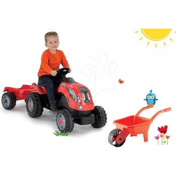 SMOBY Šliapací traktor Farmer XXL červený s vozíkom