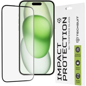 Techsuit Протектор за iPhone 15 Plus / iPhone 16 Plus - 111D Full Cover / Full Glue Glass - Черен
