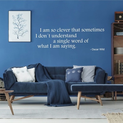 INSPIO Samolepka Nálepka na zeď - Oscar Wilde - I am so clever (citát na zeď) texty, citáty rozměry 94x31