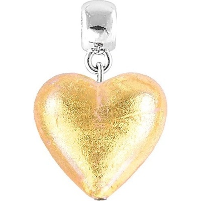 Lampglas Zářivý přívěsek Golden Heart s 24karátovým zlatem v perle Lampglas S24