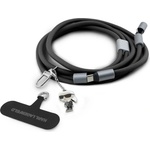 Karl Lagerfeld Универсална връзка за носене през врата за смартфони, с вграден USB-C към USB-C кабел - Karl Lagerfeld Ikonik Charm Crossbody Strap With USB-C Cable (черен) (150 см) (KLCCUCNMSCKIK)