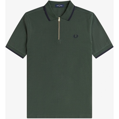 Fred Perry Блуза с яка Fred Perry Men's Crepe Zipped Short-Sleeve Polo Shirt - Court Green X89