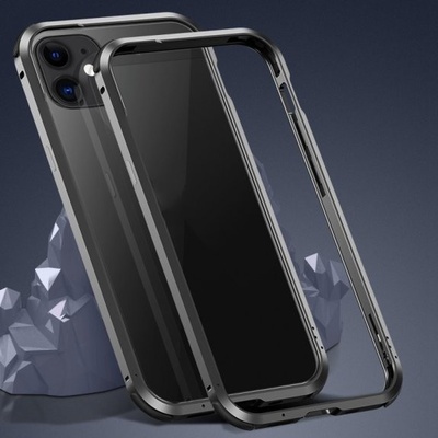 AppleKing ochranné kovové rámček na ochranu hrán iPhone 12/12 Pro - čierne
