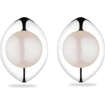 Image 1 of Swan Сребърни обици със сладководни бели перли GE051W Swan