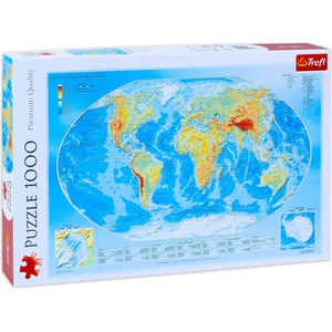 Trefl Пъзел Trefl от 1000 части - Физическа карта на света (10463)