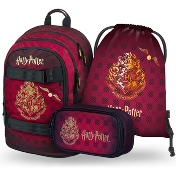 BAAGL КОМПЛЕКТ 3 Skate Harry Potter Хогуортс бордо: раница, моливник, торбичка BAAGL | Cherven | Момичешки | ONE SIZE