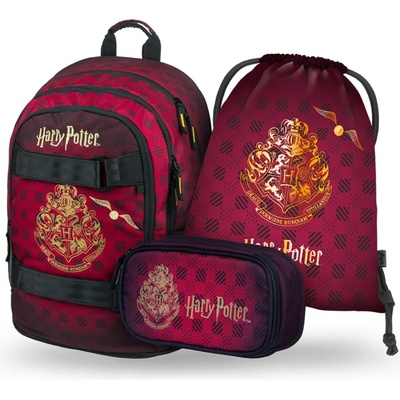 BAAGL КОМПЛЕКТ 3 Skate Harry Potter Хогуортс бордо: раница, моливник, торбичка BAAGL | Cherven | Момичешки | ЕДИН РАЗМЕР