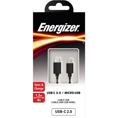 Energizer Кабел Energizer - USB-C/micro USB, 1.2m, черен (C11C2MCGBK4)