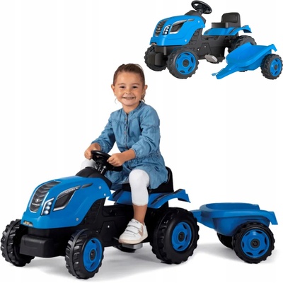 Smoby Šlapací traktor Farmer XL modrý s vozíkem – Zboží Dáma