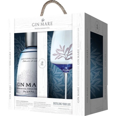 Gin Mare 42,7% 0,7 l (dárkové balení 1 sklenice)