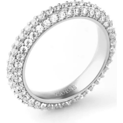Guess Trblietavý oceľový prsteň so zirkónmi Infinity JUBR04672JWRH