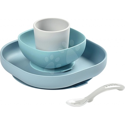 Beaba Silicone Meal Set zo silikónu modrá 4 dielna