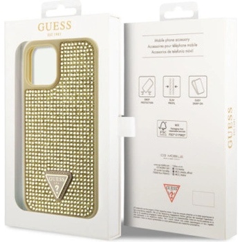 Pouzdro Guess, Rhinestones Triangle Metal Logo iPhone 12 Pro MAX zlaté