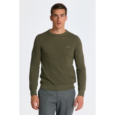 Gant sveter Cotton Pique C-neck zelená