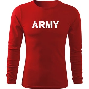 DRAGOWA FIT-T Тениска с дълъг ръкав Army, червена, 160 г/м2 (5588)
