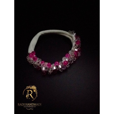 Radi handmade Ластичка с цикламени кристали (525)