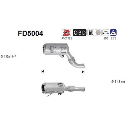 Filter sadzí/pevných častíc výfukového systému AS FD5004