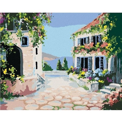 zuty Malování Podle Čísel Květinový Dům U Moře 40 x 50 Cm Plátno Rám