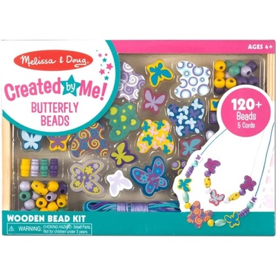 Melissa & Doug Dřevěné korálky Motýlci /120+/