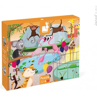 Janod 02774 cardboard s textúrou TACTILE Deň v Zoologickej záhrade 20 dielov