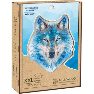 Milliwood Дървен пъзел Milliwood, Alternative Geometry, 500 части - Вълк (XXL-WildWolf-5051) - bright-toys