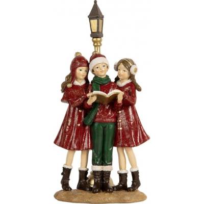 Clayre & Eef Červená plastová vánoční dekorace děti – 14x9x28 cm