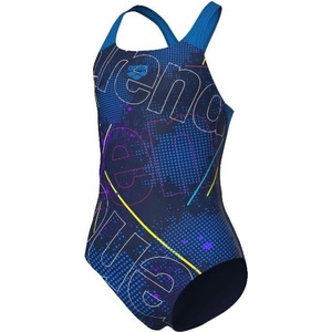 arena girls galactics swimsuit swim pro back navy/blue river 116cm
